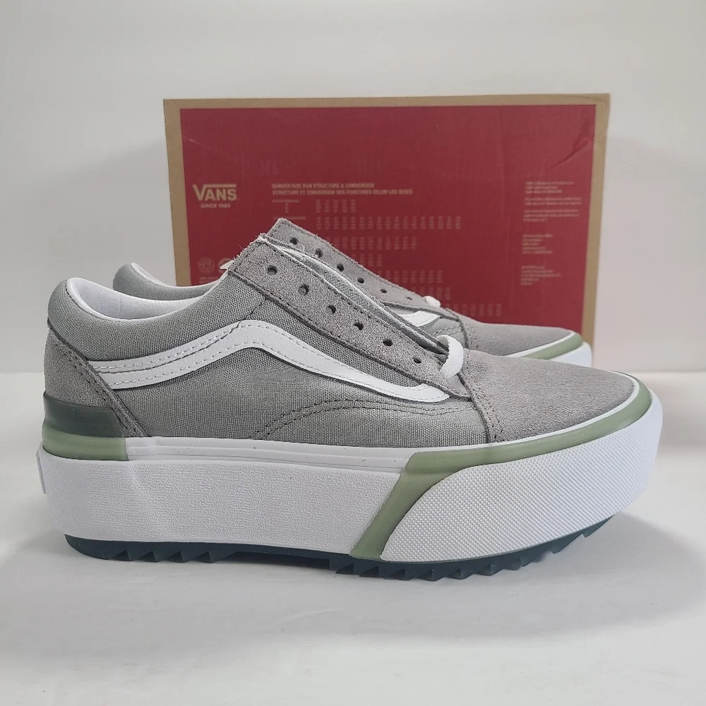 Vans Old Skool Stacked Platform Pastel Drizzle True White Sneakers Women Size 5 - Picture 4 of 12